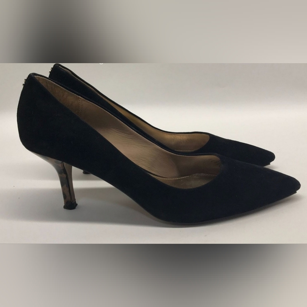 Coach Designer Zoee Suede Black ANIMAL Print Pump Heels Size 9B - Picture 5 of 9